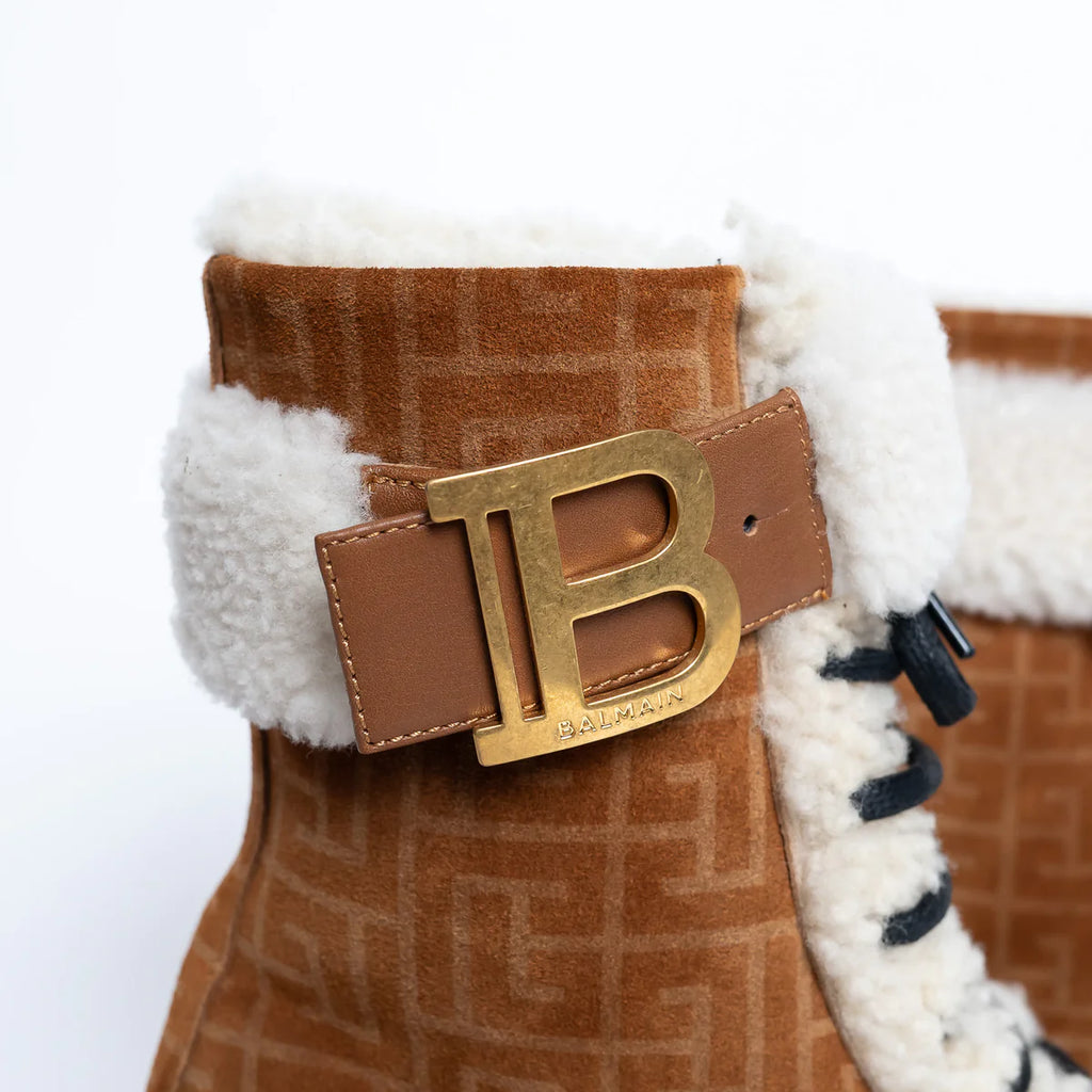 Monogram Lace Up Boots with Shearling Size 37 Coeur Cult Core
