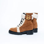 Monogram Lace Up Boots with Shearling Size 37 Coeur Cult Core