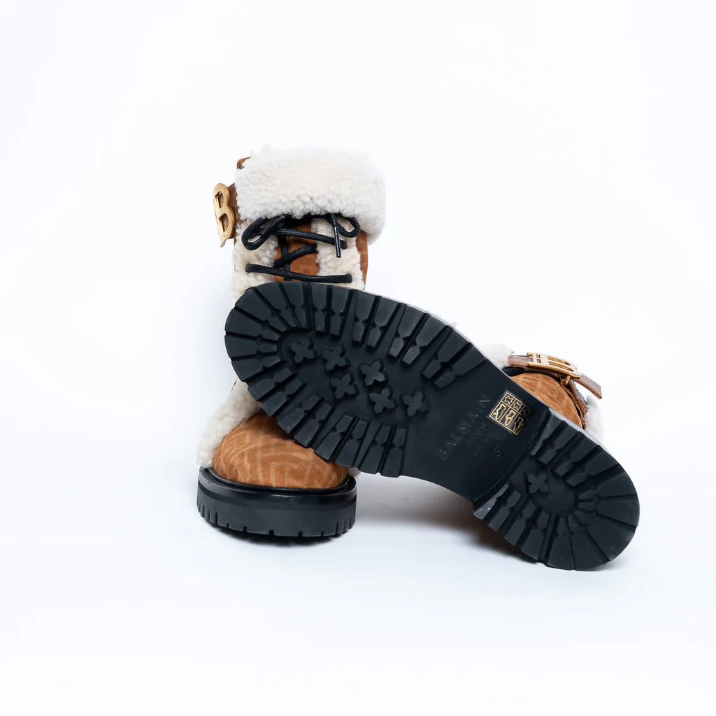 Monogram Lace Up Boots with Shearling Size 37 Coeur Cult Core