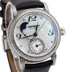 Stainless Steel Star Diamond Bezel Mother of Pearl Diamond Dial 36 MM Automatic Moonphase Watch 7109