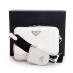 2021 White Spazzolato Leather Small Brique Crossbody Bag w/ Box &amp; Authenticity Card