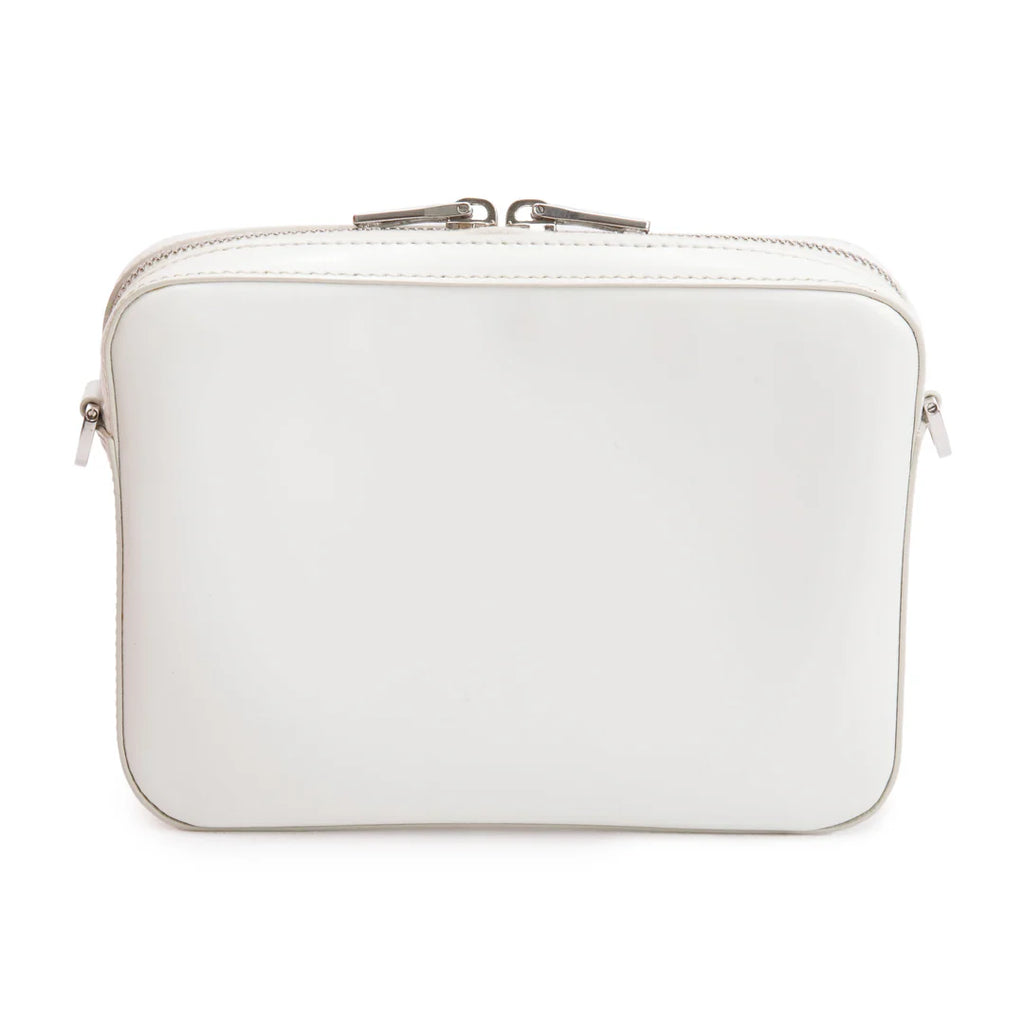 2021 White Spazzolato Leather Small Brique Crossbody Bag w/ Box &amp; Authenticity Card