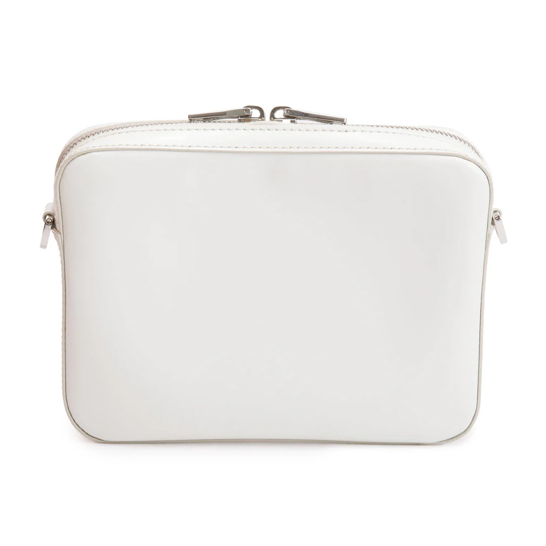 2021 White Spazzolato Leather Small Brique Crossbody Bag w/ Box &amp; Authenticity Card