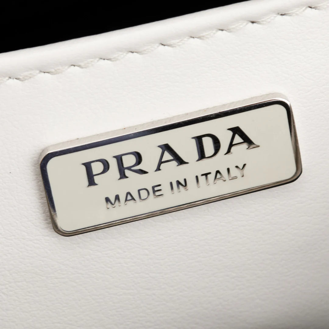 2021 White Spazzolato Leather Small Brique Crossbody Bag w/ Box &amp; Authenticity Card