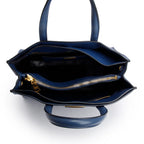 Blue Saffiano Soft Leather Top Handle Tote w/ Strap &amp; Authenticity Card
