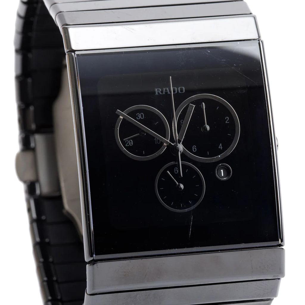 Black Ceramic Ceramica 35 MM Chronograph Quartz Watch w/ Box