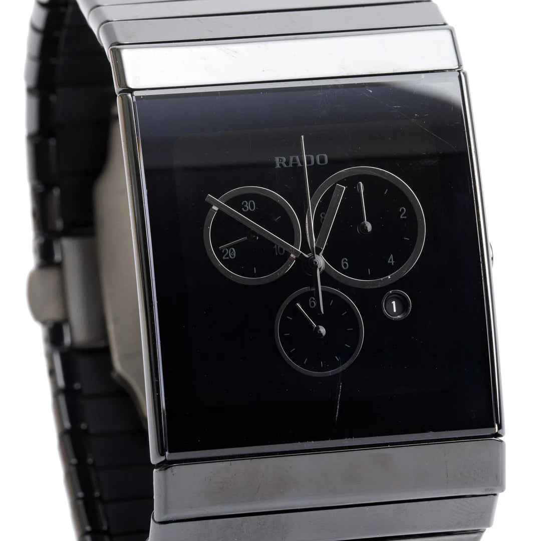 Black Ceramic Ceramica 35 MM Chronograph Quartz Watch w/ Box