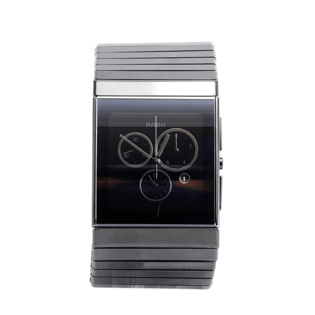 Black Ceramic Ceramica 35 MM Chronograph Quartz Watch w/ Box