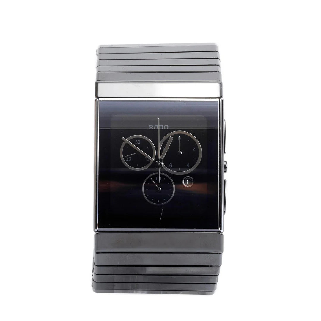 Black Ceramic Ceramica 35 MM Chronograph Quartz Watch w/ Box