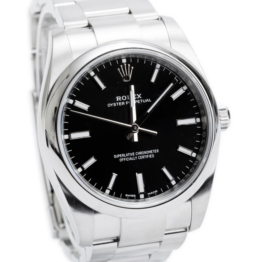 Stainless Steel Oyster Perpetual 34 MM Automatic Watch Black Dial 114200 w/ Box Coeur Cult Core