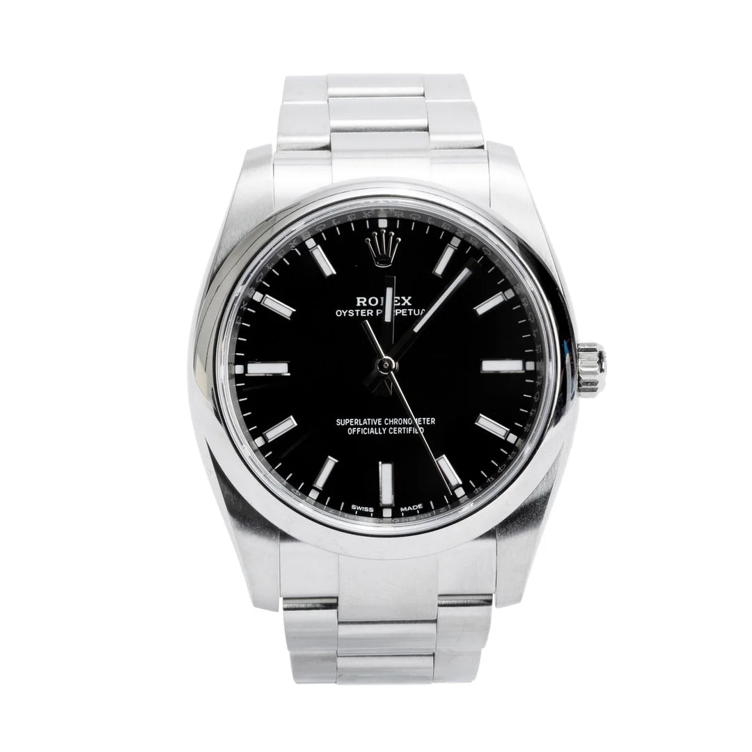 Stainless Steel Oyster Perpetual 34 MM Automatic Watch Black Dial 114200 w/ Box Coeur Cult Core