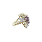 Ruby and Diamond Retro Cocktail Ring