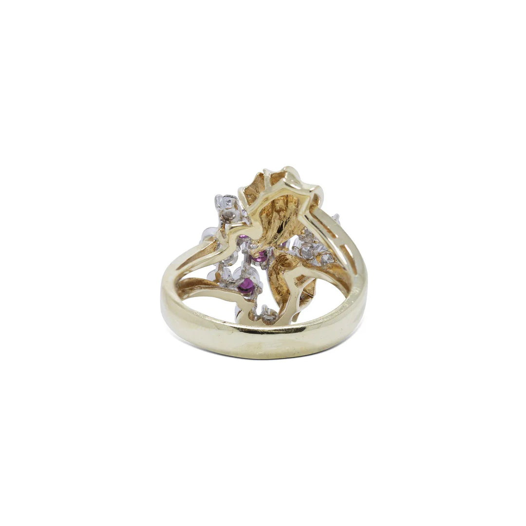 Ruby and Diamond Retro Cocktail Ring