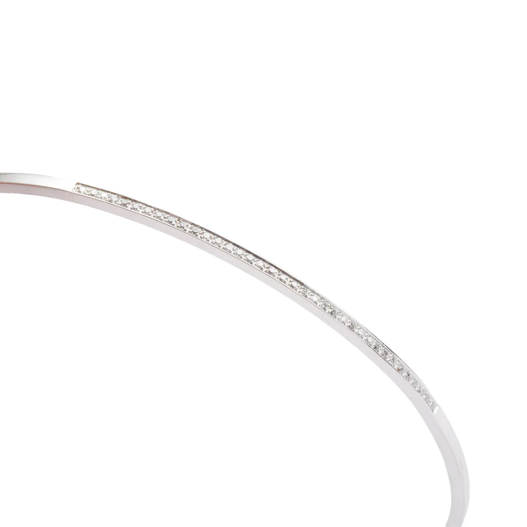18k White Gold Diamond Cuff Bracelet w/ Box