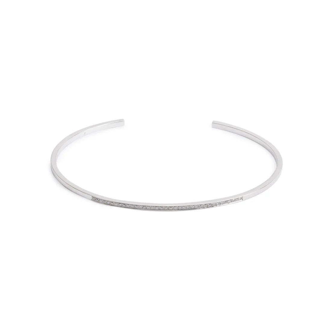 18k White Gold Diamond Cuff Bracelet w/ Box
