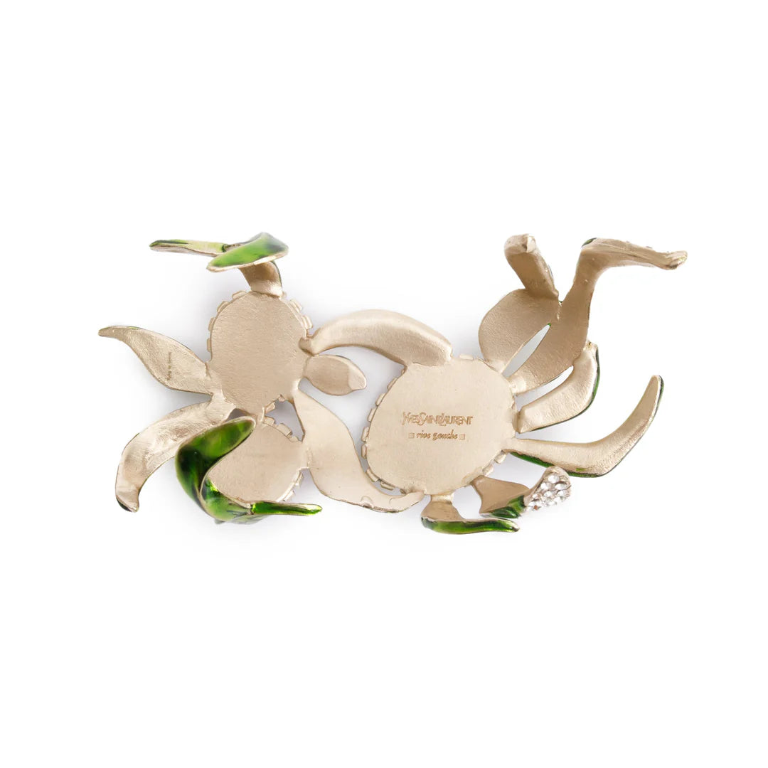 Gold-Plated Orchid Flower Cuff Bracelet w/ Box