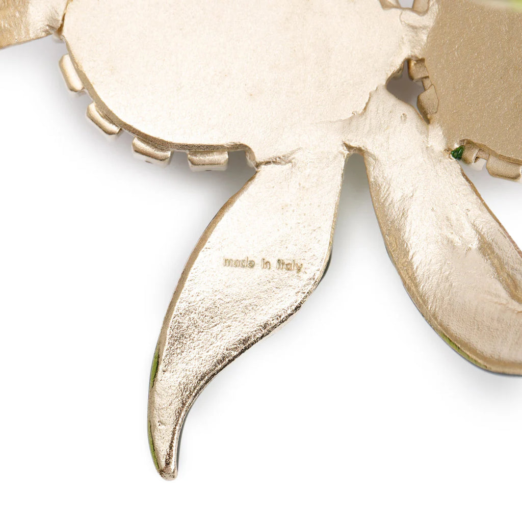 Gold-Plated Orchid Flower Cuff Bracelet w/ Box