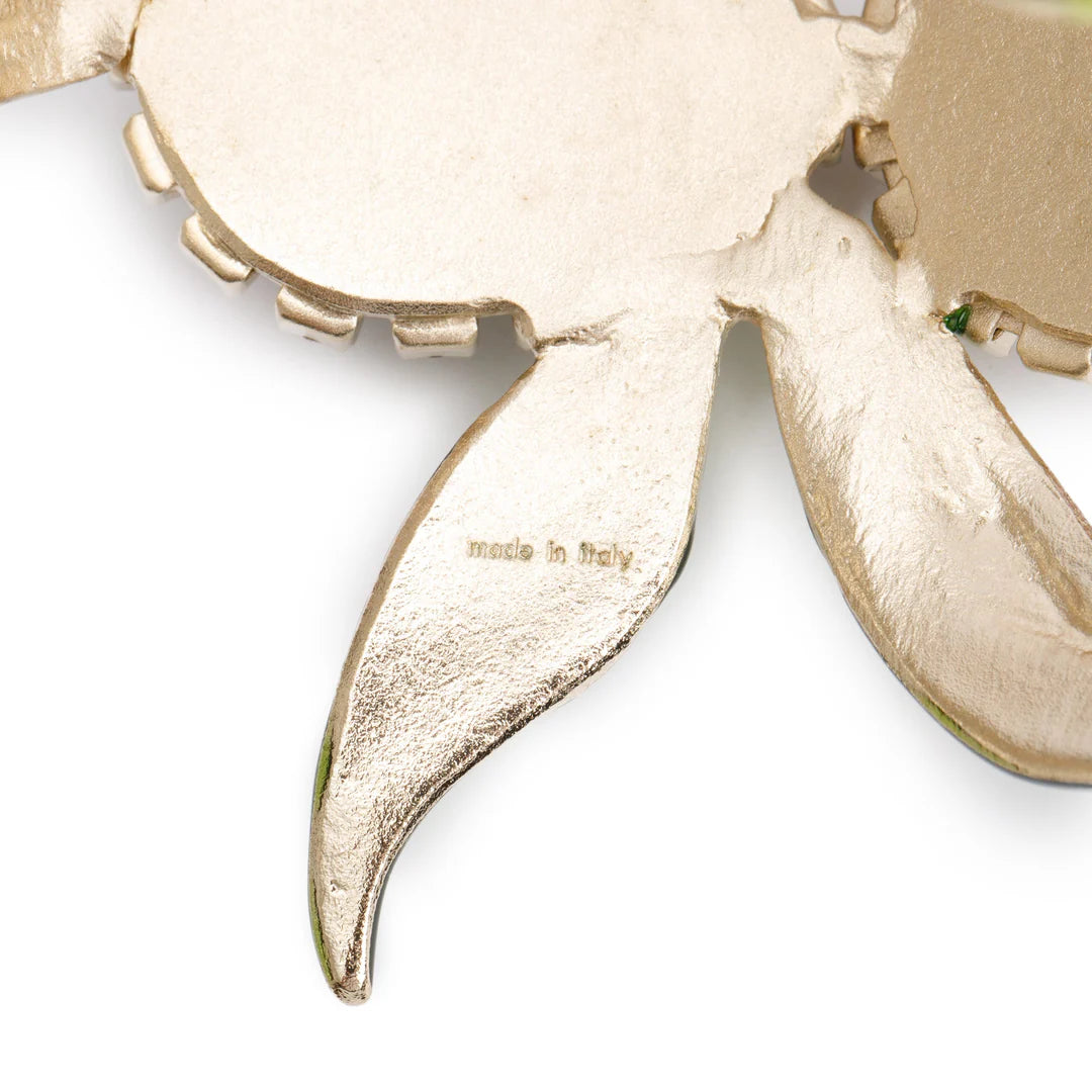 Gold-Plated Orchid Flower Cuff Bracelet w/ Box