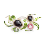 Gold-Plated Orchid Flower Cuff Bracelet w/ Box