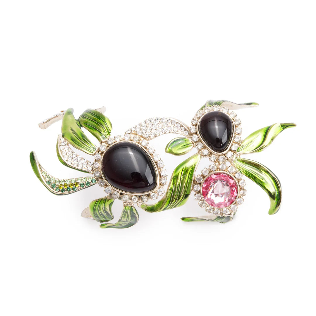 Gold-Plated Orchid Flower Cuff Bracelet w/ Box