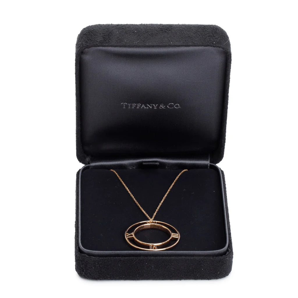18k Rose Gold Atlas Open Circle Pendant Necklace w/ Box