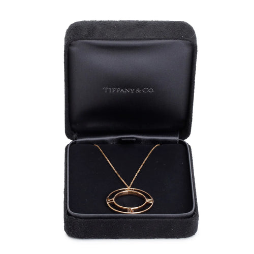18k Rose Gold Atlas Open Circle Pendant Necklace w/ Box
