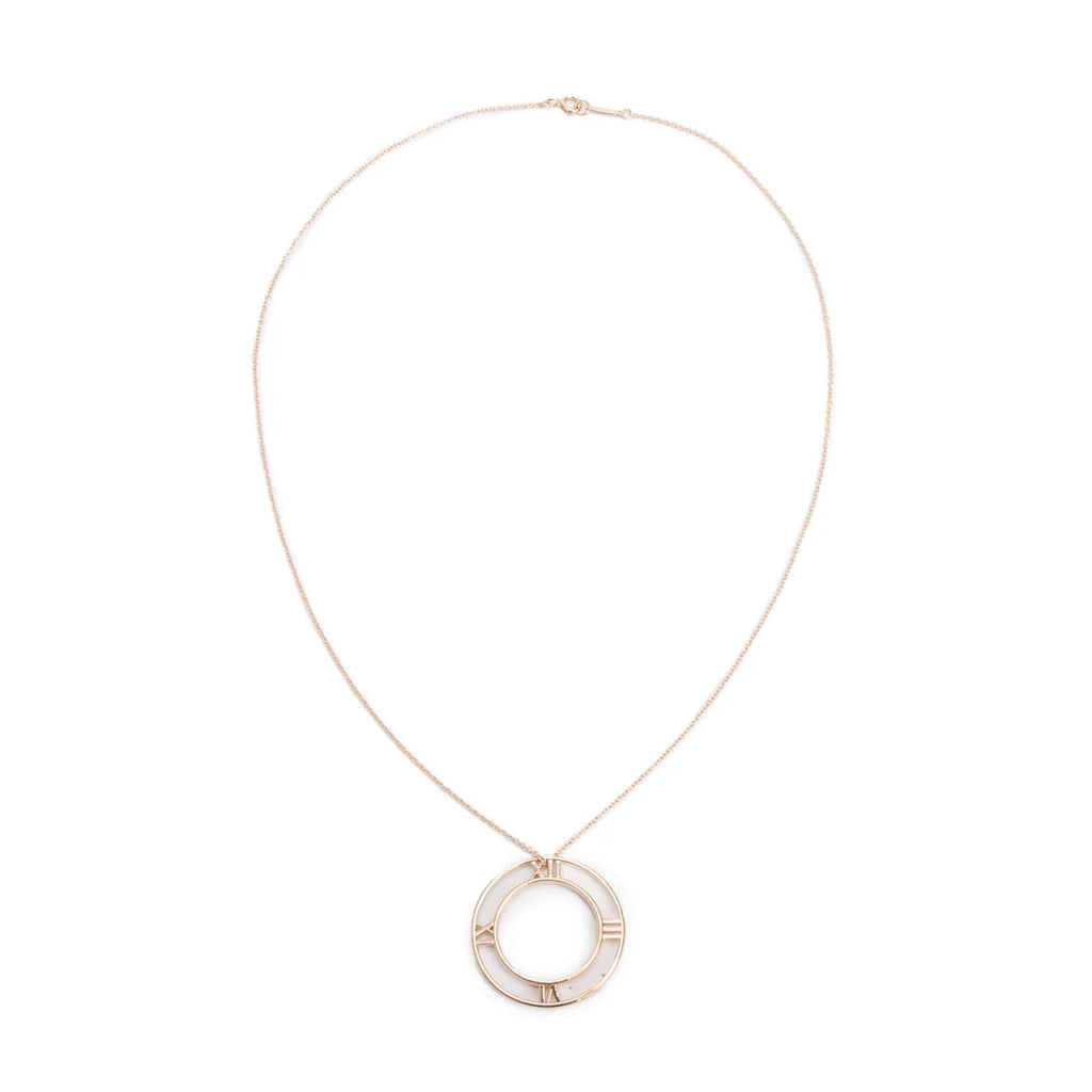 18k Rose Gold Atlas Open Circle Pendant Necklace w/ Box