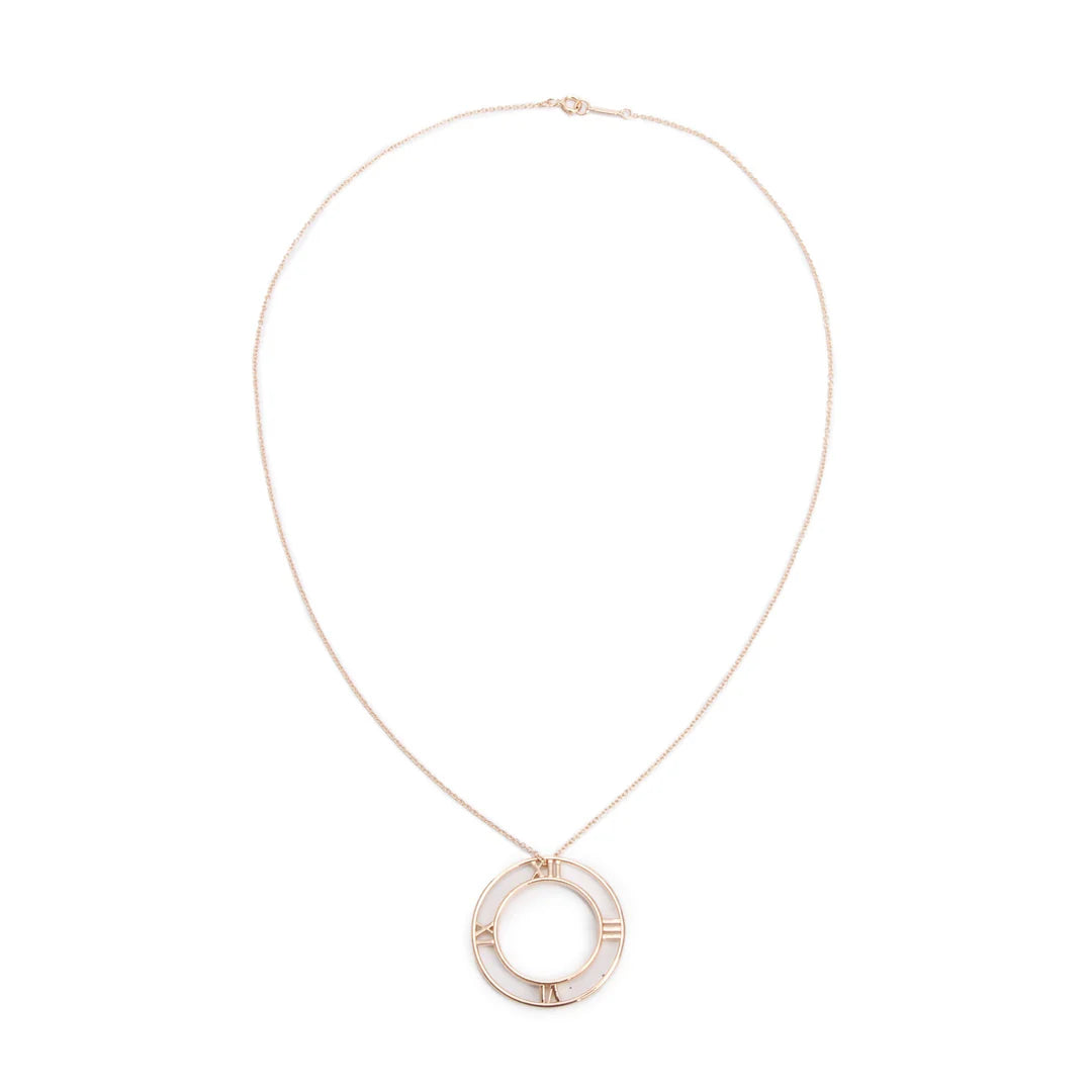 18k Rose Gold Atlas Open Circle Pendant Necklace w/ Box