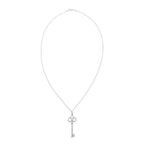 18k White Gold &amp; Diamond Crown Key Pendant Necklace