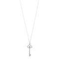 18k White Gold &amp; Diamond Crown Key Pendant Necklace