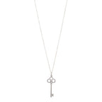 18k White Gold &amp; Diamond Crown Key Pendant Necklace
