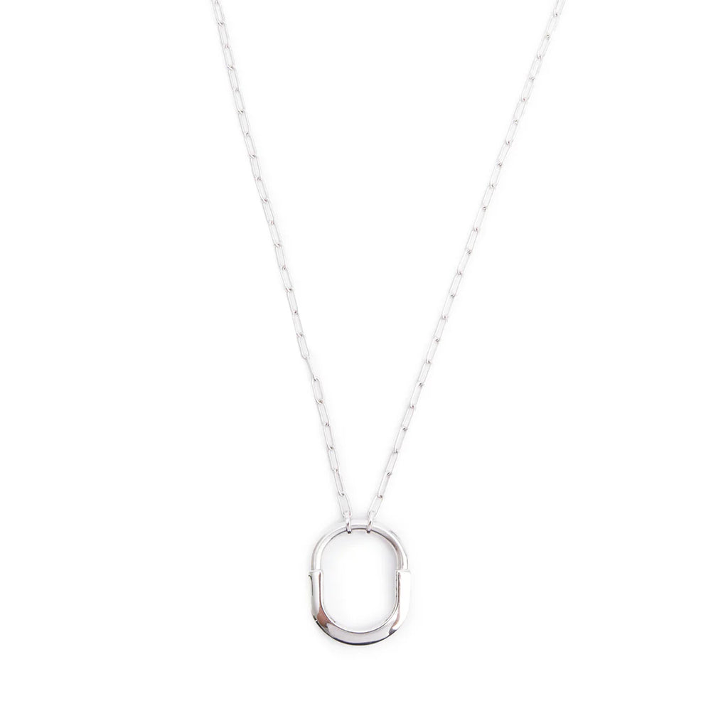 18k White Gold Medium Lock Pendant Necklace w/ Box