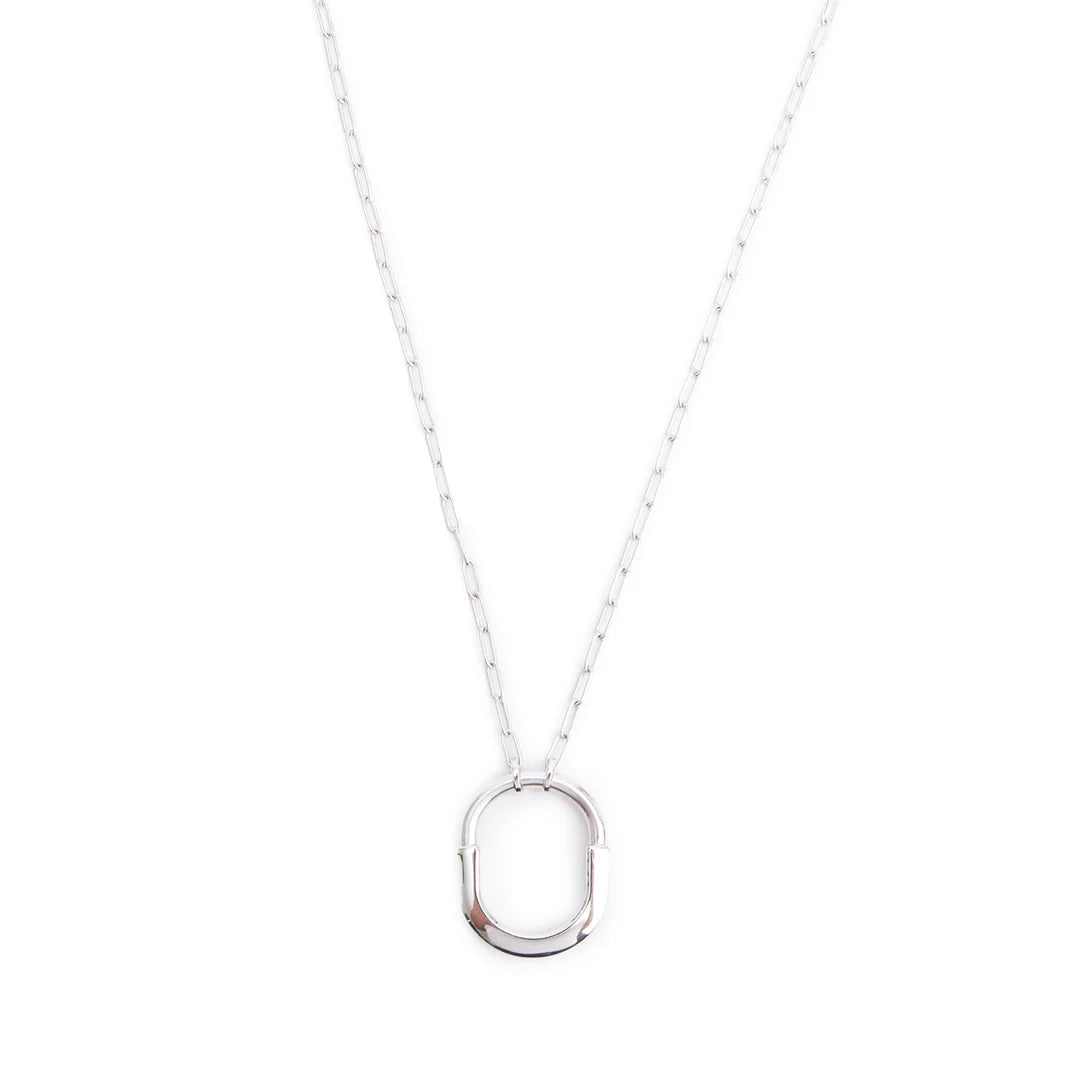 18k White Gold Medium Lock Pendant Necklace w/ Box
