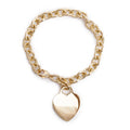 18k Yellow Gold Heart Tag Charm Bracelet w/ Box