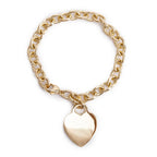 18k Yellow Gold Heart Tag Charm Bracelet w/ Box