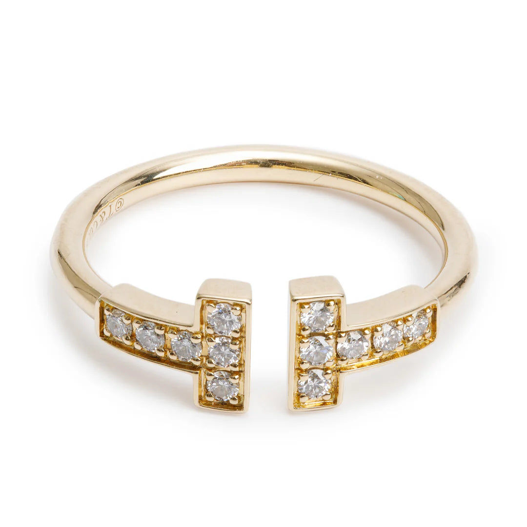 2024 18k Yellow Gold T Wire Diamond Ring, Size 5 w/ Box &amp; Receipt