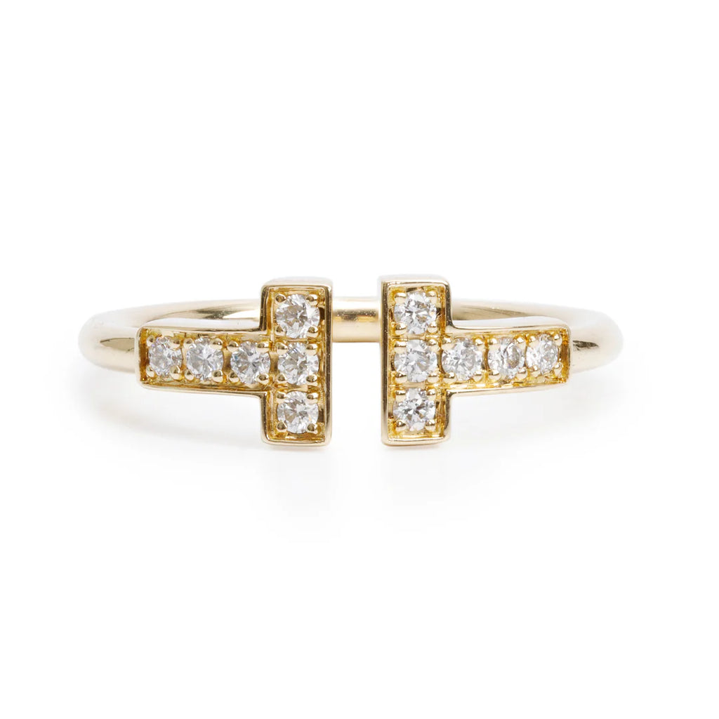 2024 18k Yellow Gold T Wire Diamond Ring, Size 5 w/ Box &amp; Receipt
