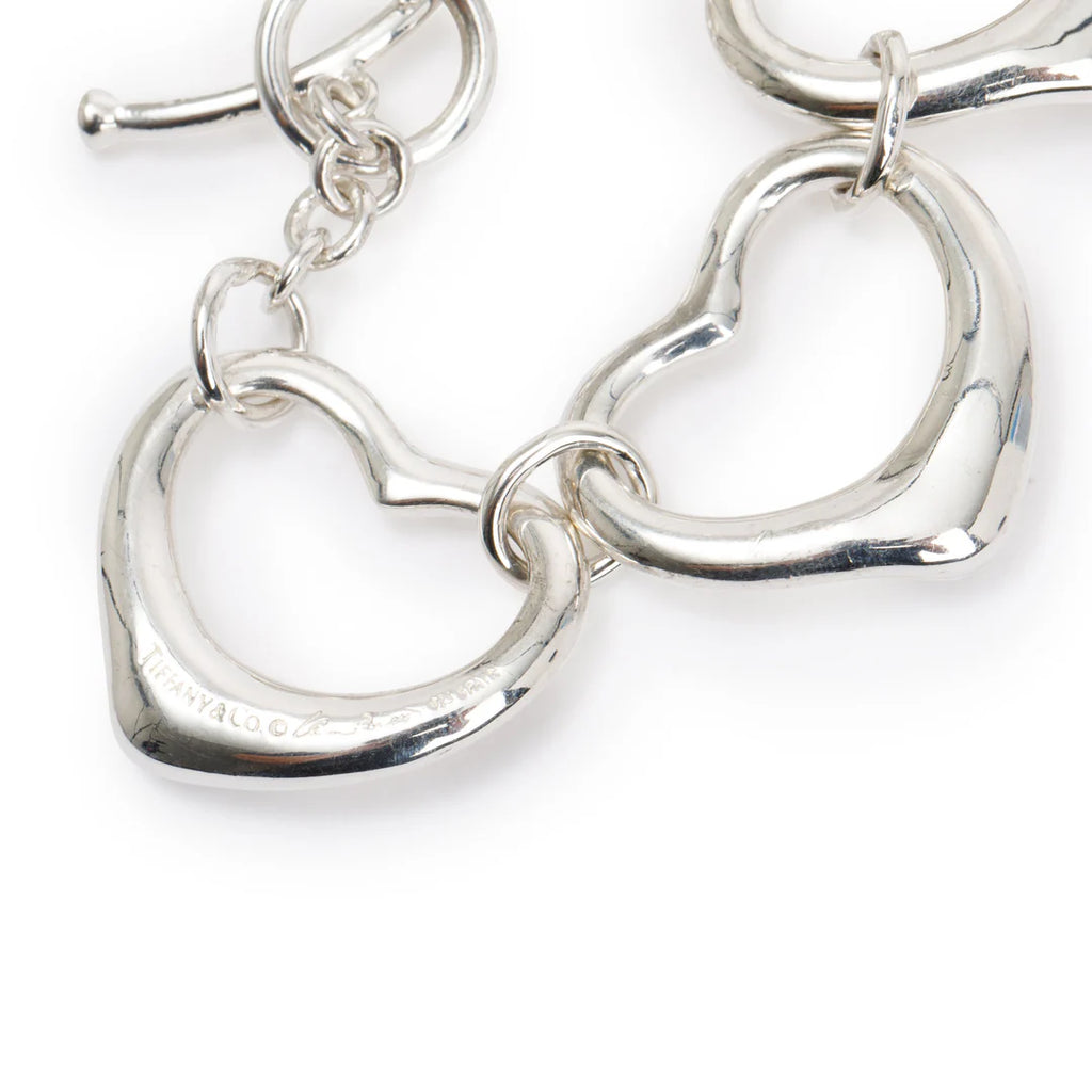 Elsa Peretti Sterling Silver Large 27 MM Open Heart Link Toggle Bracelet