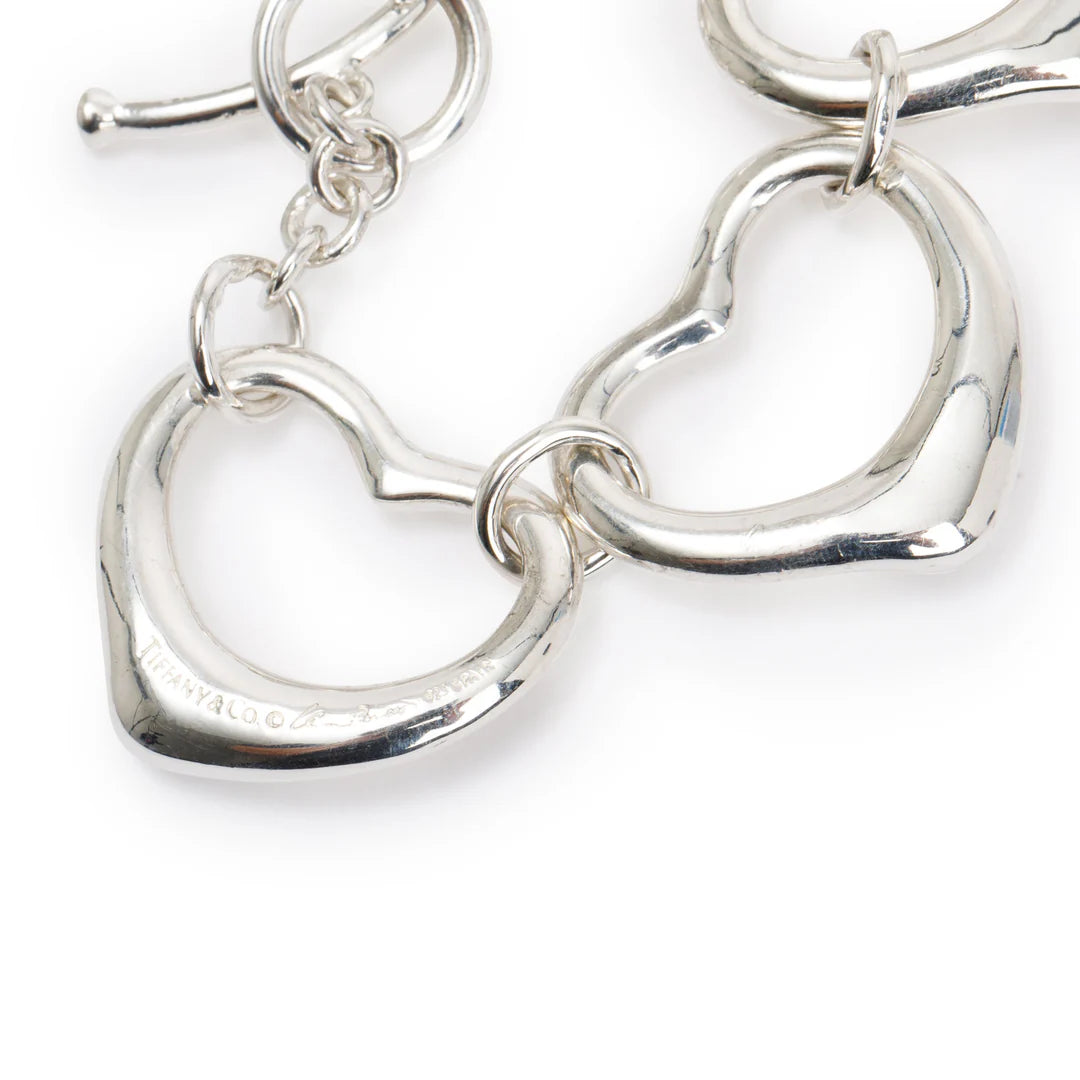 Elsa Peretti Sterling Silver Large 27 MM Open Heart Link Toggle Bracelet