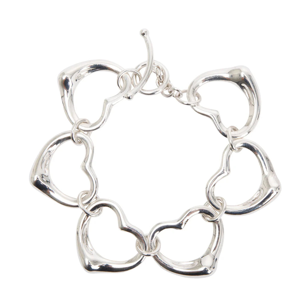 Elsa Peretti Sterling Silver Large 27 MM Open Heart Link Toggle Bracelet