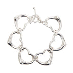 Elsa Peretti Sterling Silver Large 27 MM Open Heart Link Toggle Bracelet