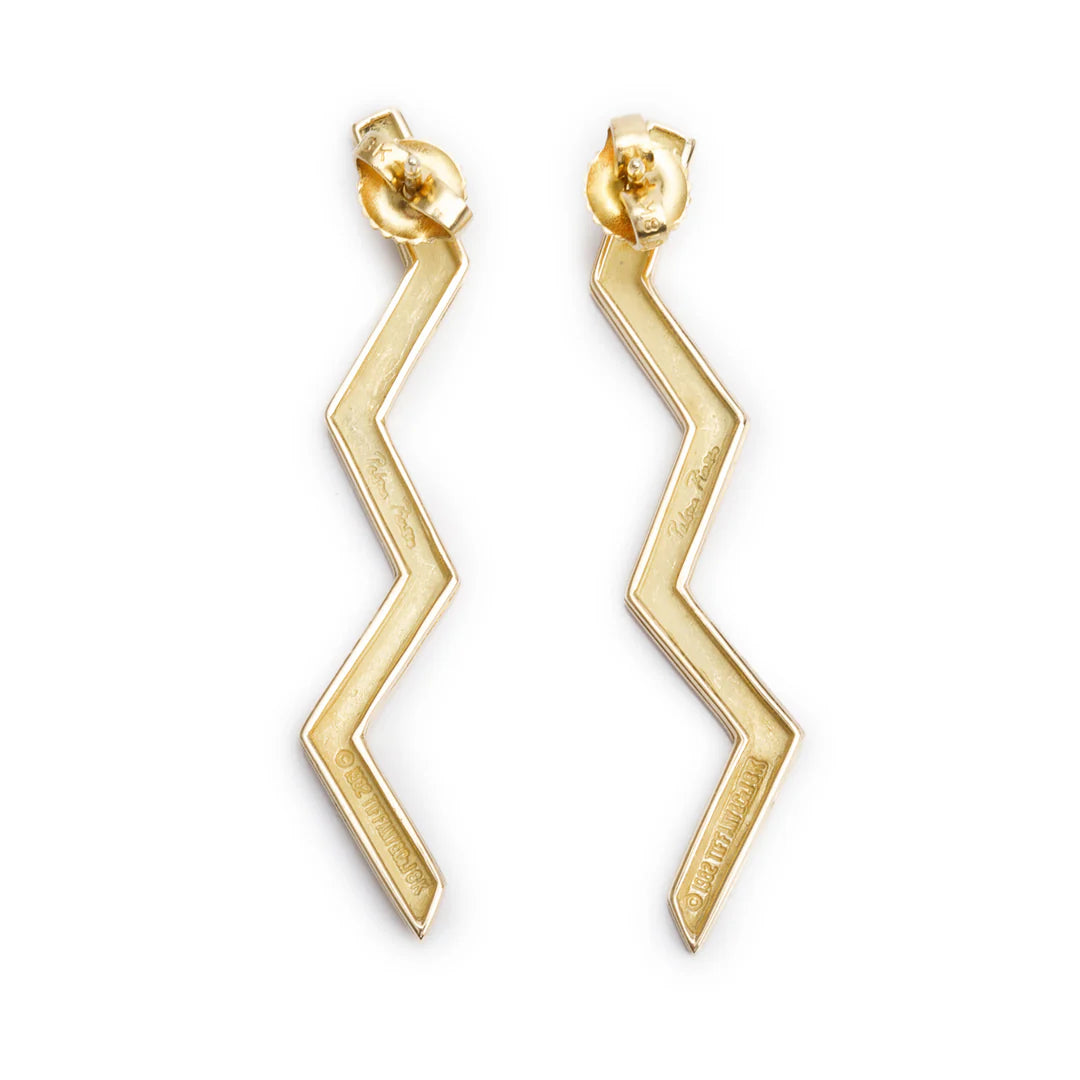 Paloma Picasso Vintage 18k Yellow Gold Zig Zag Earrings w/ Box