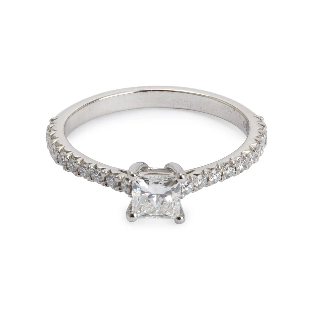 Platinum 0.37 ct. Princess Cut Diamond Novo Engagement Ring, Size 3.5 w/ Paperwork