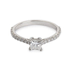 Platinum 0.37 ct. Princess Cut Diamond Novo Engagement Ring, Size 3.5 w/ Paperwork