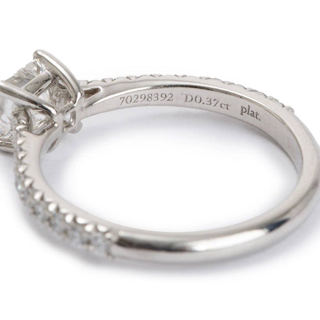 Platinum 0.37 ct. Princess Cut Diamond Novo Engagement Ring, Size 3.5 w/ Paperwork