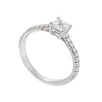 Platinum 0.37 ct. Princess Cut Diamond Novo Engagement Ring, Size 3.5 w/ Paperwork