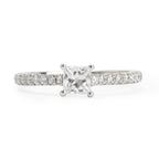 Platinum 0.37 ct. Princess Cut Diamond Novo Engagement Ring, Size 3.5 w/ Paperwork