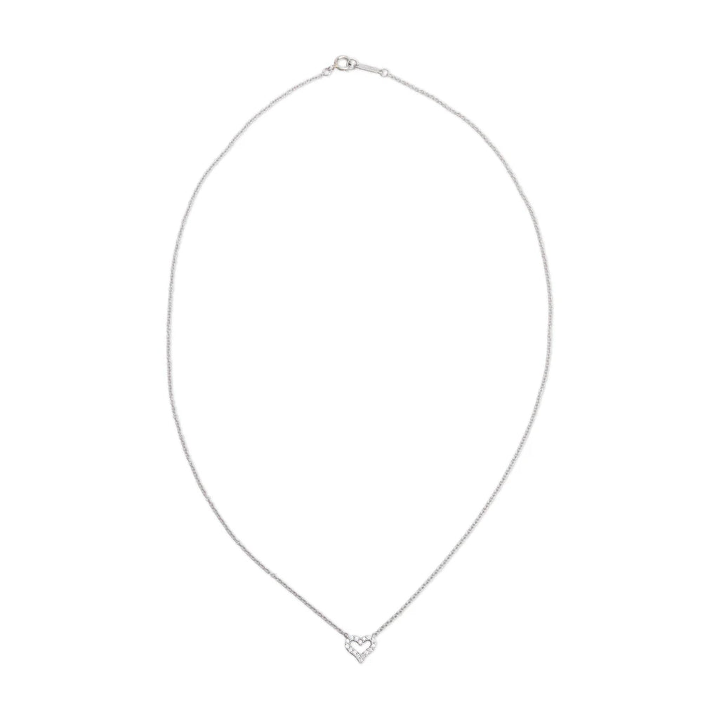 Platinum Diamond Mini Heart Pendant Necklace w/ Box