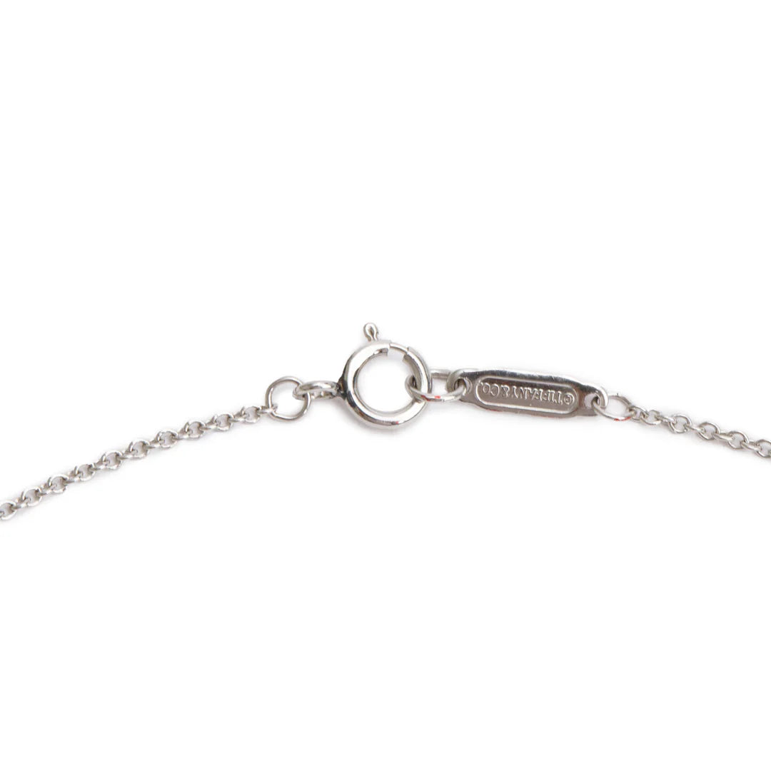 Platinum Diamond Mini Round Lock Pendant Necklace w/ Box