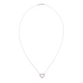 Platinum Diamond &amp; Pink Sapphire Mini Heart Pendant Necklace w/ Box
